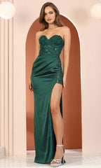 Adora Design 3163 - Lace-Up Back Applique Column Dress