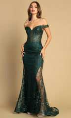 Adora Design 3168 - Off Shoulder Sparkle Mermaid Dress