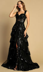 Adora Design 3174 - Wide Strap Tiered Evening Dress