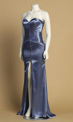 Adora Design 3176 - Button Accent Strapless Evening Dress with Slit
