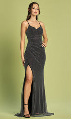 Adora Design 3178 - Sheath Skirt Embellished Dress with Thin Straps