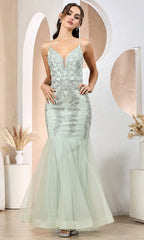 Adora Design 3183 - Sleeveless V-Back Prom Dress with Embroidery