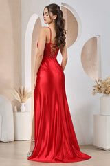 Adora Design 3190 - Plunging Neckline Lace-Up Evening Dress