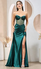Adora Design 3197 - Illusion Back High Slit Strapless Dress