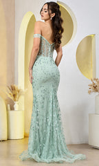 Adora Design 3198 - Off Shoulder Sparkle Sheath Dress