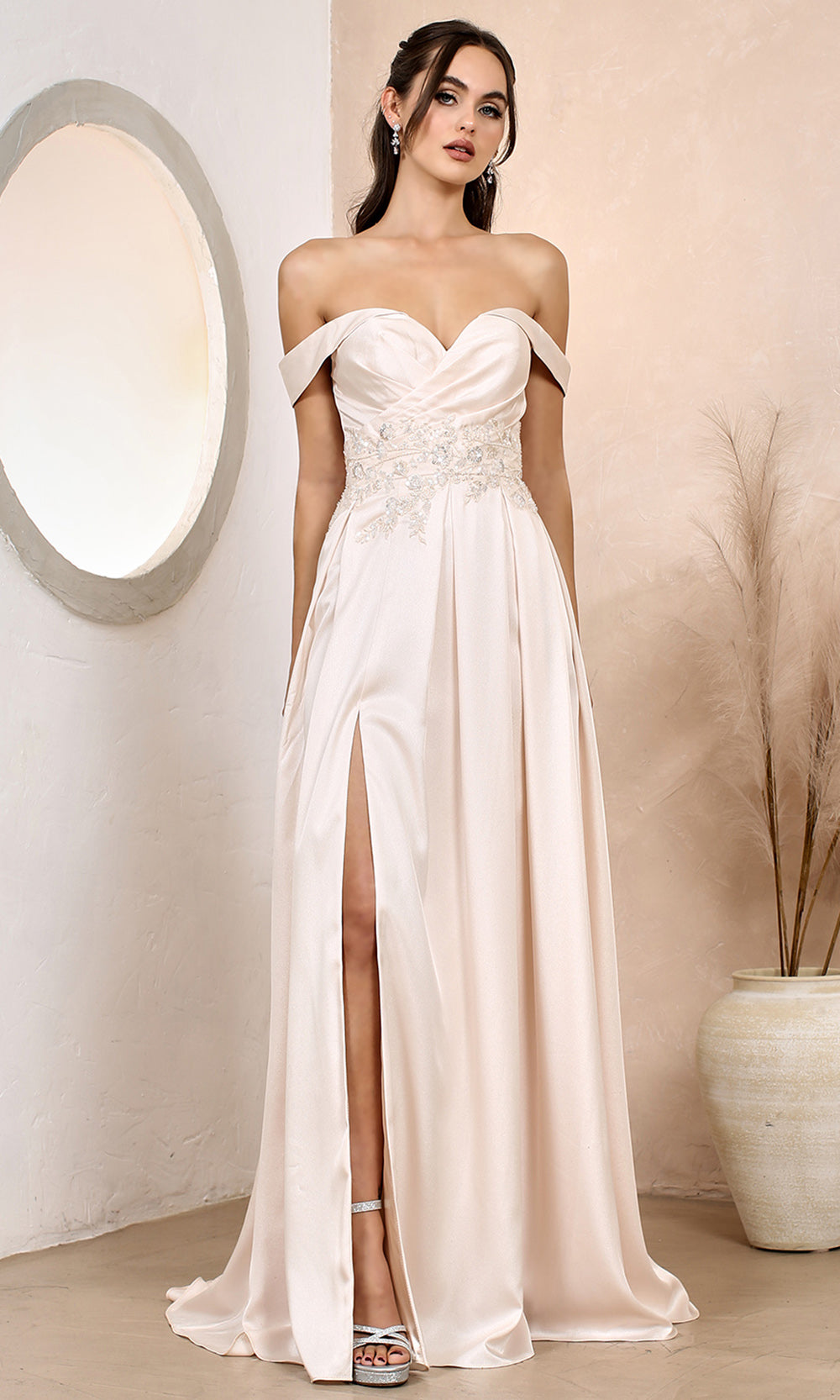 Adora Design 3200 - Embellished A-Line Formal Dress with Slit
