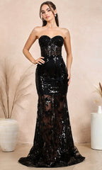 Adora Design 3203 - Embellished Mermaid Dress with Illusion Corset