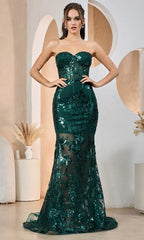 Adora Design 3203 - Embellished Mermaid Dress with Illusion Corset