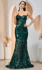 Adora Design 3203 - Embellished Mermaid Dress with Illusion Corset