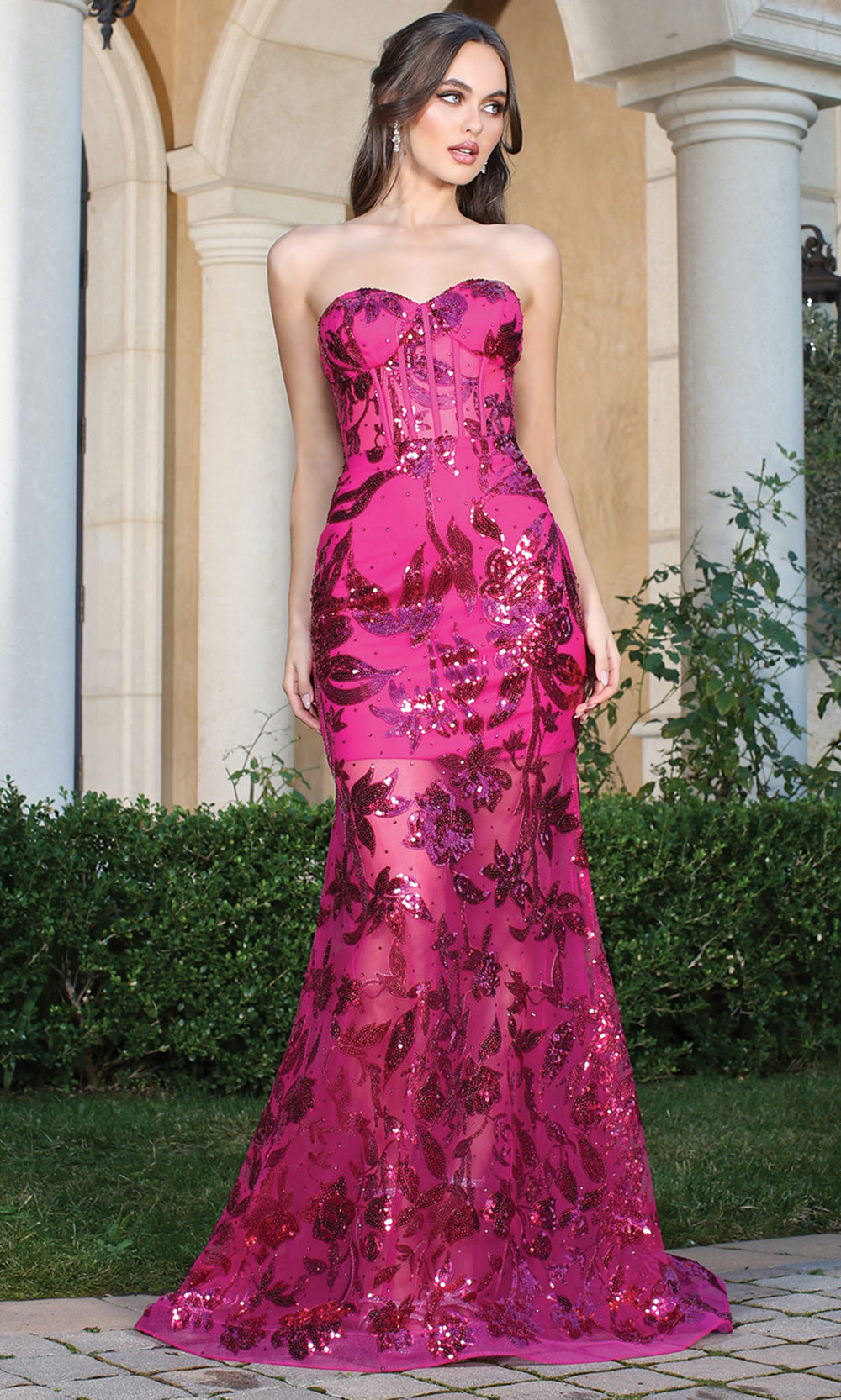 Adora Design 3203 - Embellished Mermaid Dress with Illusion Corset