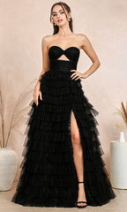 Adora Design 3204 - Sweetheart Cutout Ruffle Evening Dress