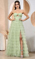 Adora Design 3204 - Sweetheart Cutout Ruffle Evening Dress