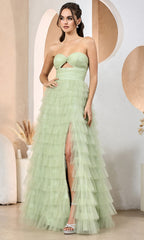 Adora Design 3204 - Sweetheart Cutout Ruffle Evening Dress