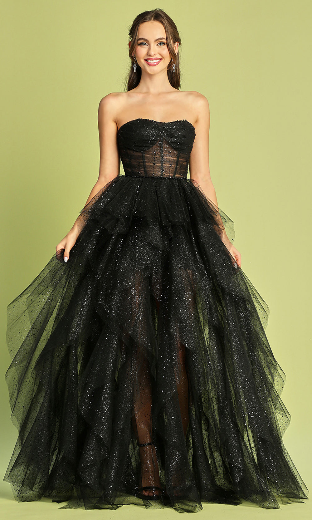 Adora Design 3210 - Semi-Sweetheart Ruffle A-Line Long Dress
