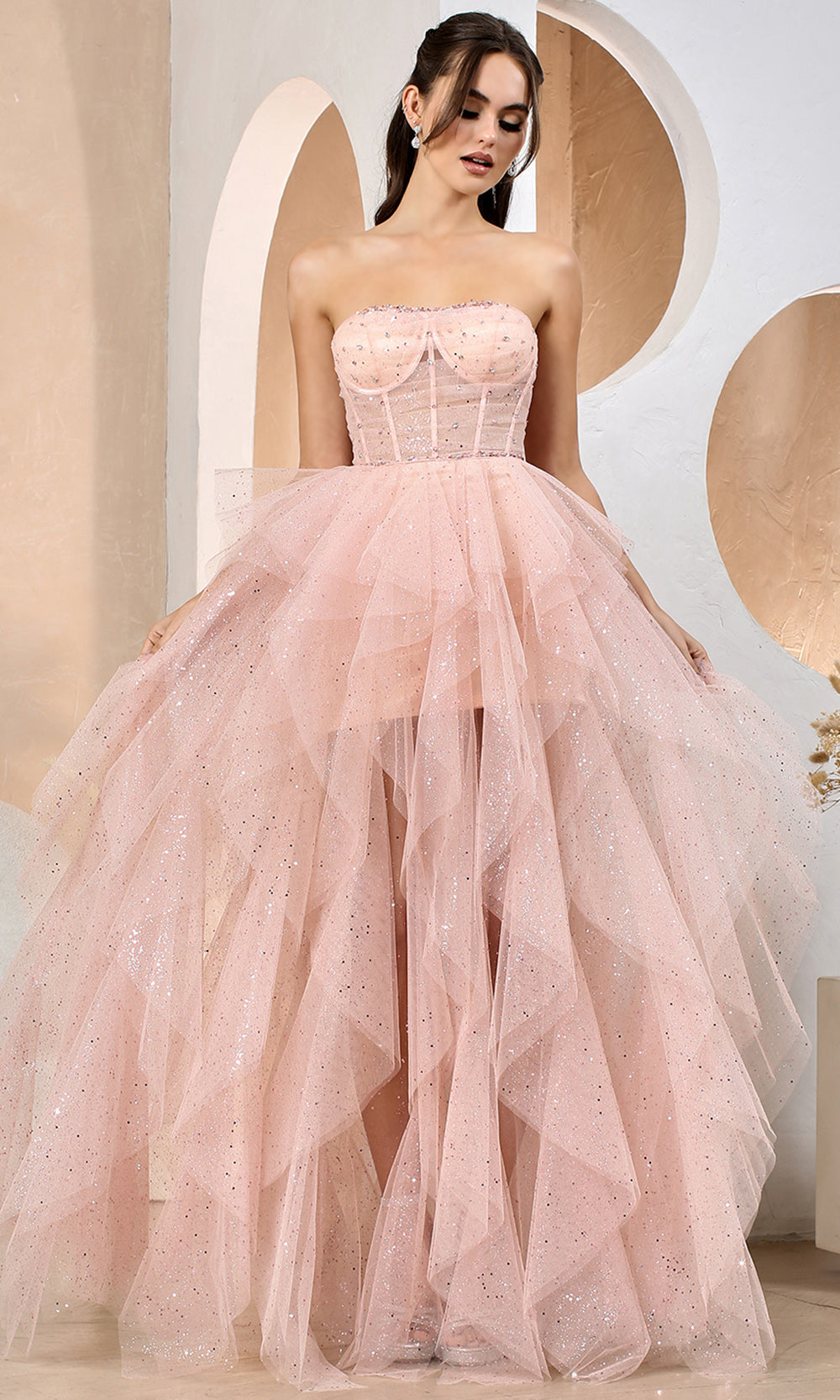 Adora Design 3210 - Semi-Sweetheart Ruffle A-Line Long Dress