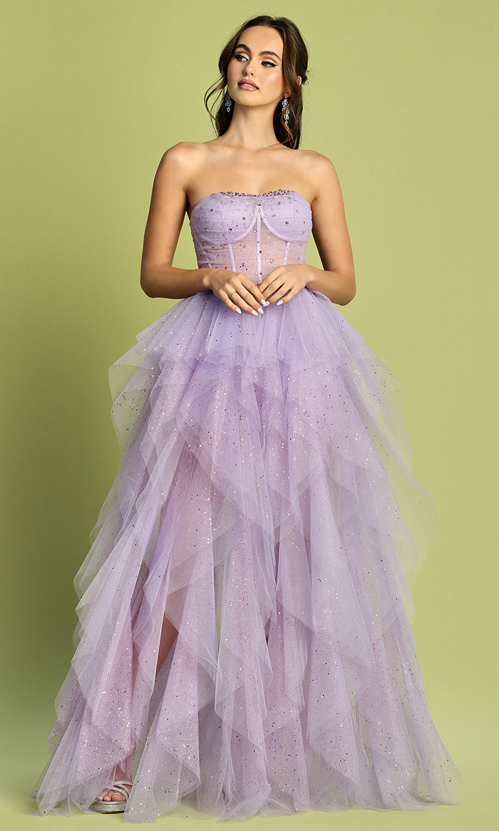 Adora Design 3210 - Semi-Sweetheart Ruffle A-Line Long Dress