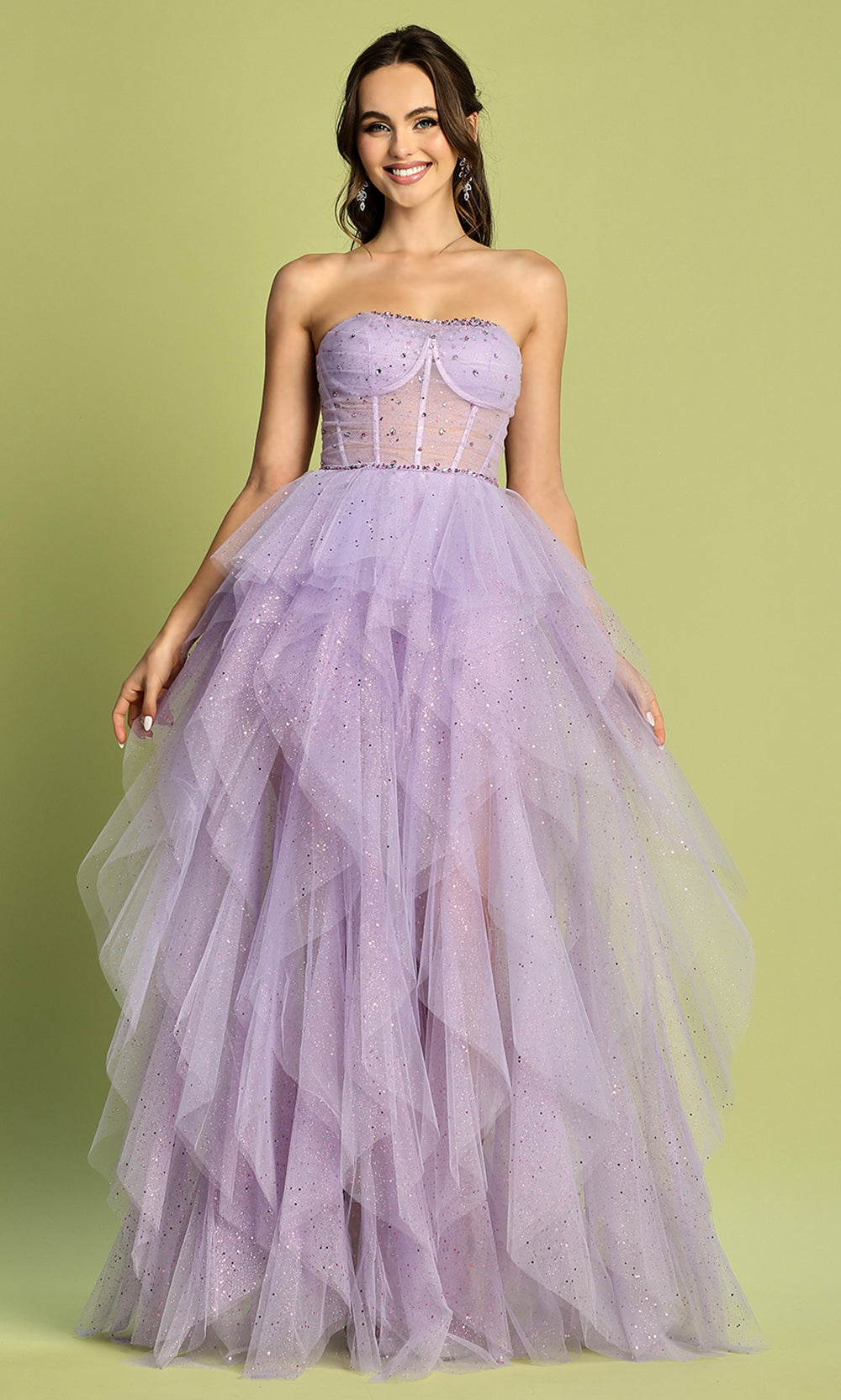 Adora Design 3210 - Semi-Sweetheart Ruffle A-Line Long Dress