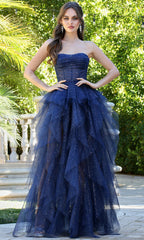 Adora Design 3210 - Semi-Sweetheart Ruffle A-Line Long Dress