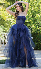 Adora Design 3210 - Semi-Sweetheart Ruffle A-Line Long Dress