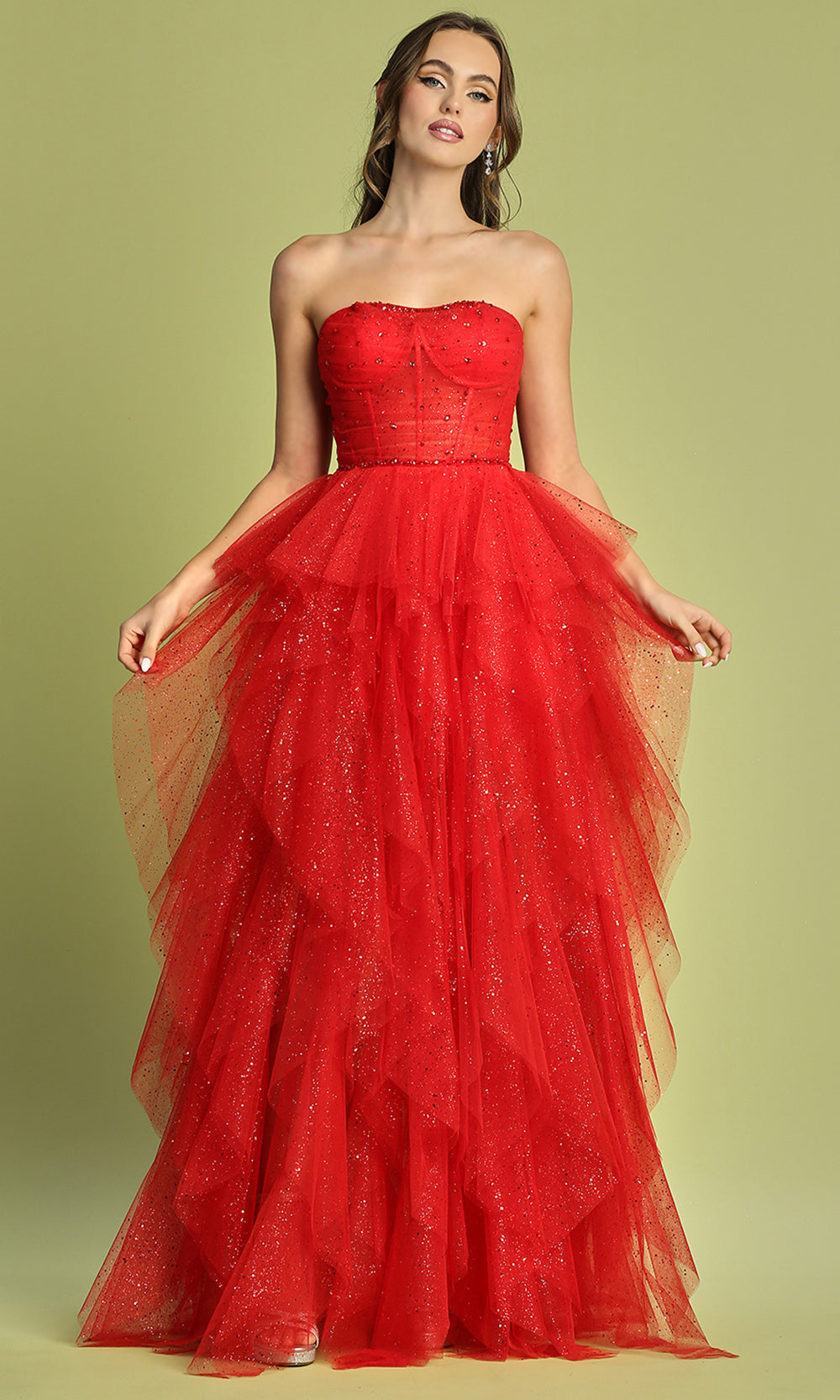 Adora Design 3210 - Semi-Sweetheart Ruffle A-Line Long Dress