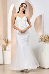 Adora Design 3212-01 - V-Neckline Floral Accent Long Dress