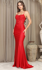 Adora Design 3224 - Lace-Up Back Sleeveless Dress with Embroidery