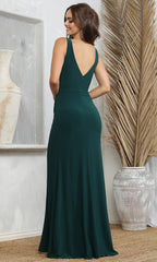 Adora Design 3227 - Wide Strap Ruched Fitted Long Dress