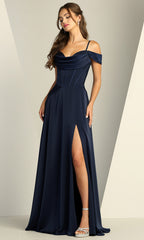 Adora Design 3229 - Cold Shoulder Flowing Dress with Pockets