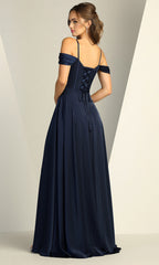 Adora Design 3229 - Cold Shoulder Flowing Dress with Pockets