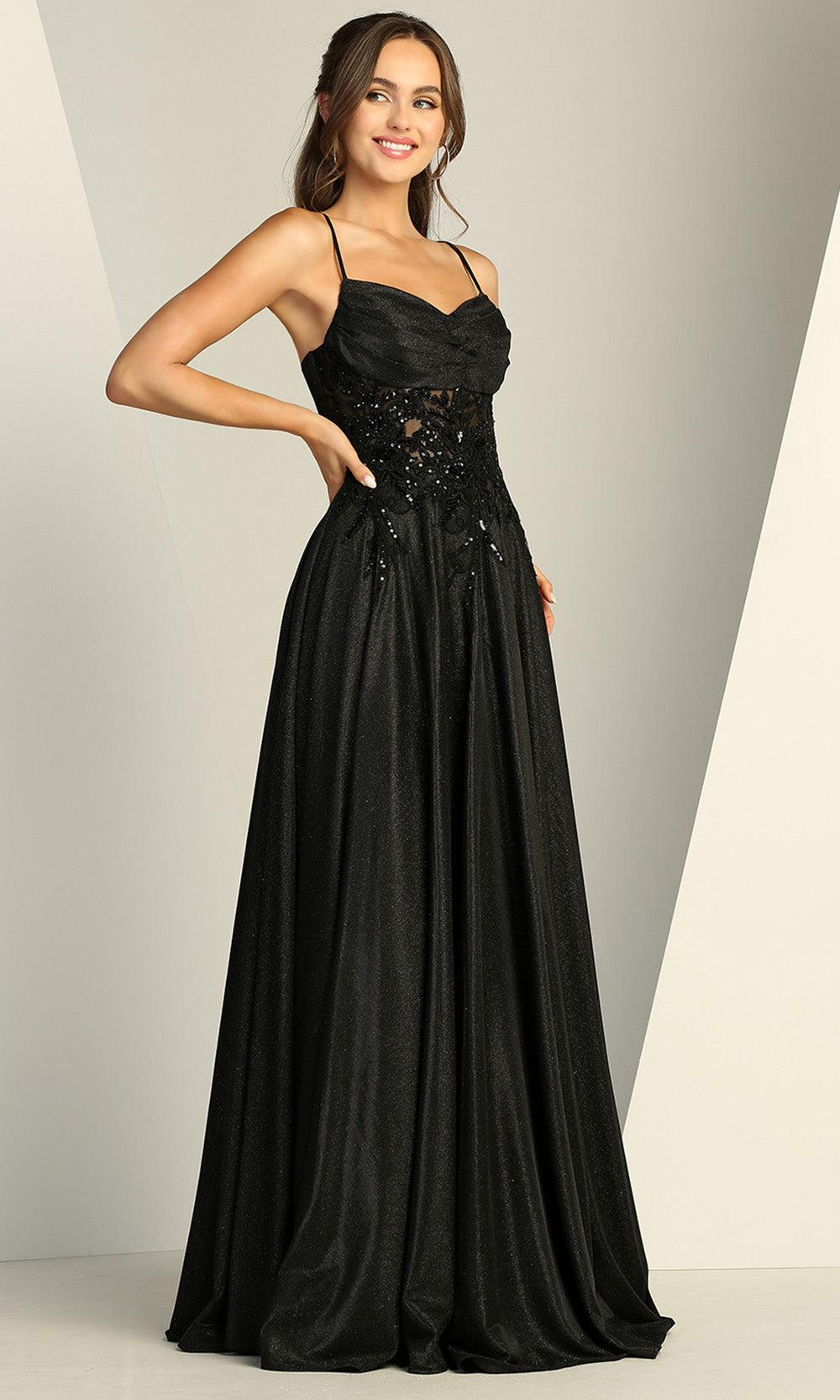 Adora Design 3232 - Embellished Illusion Waist A-Line Dress
