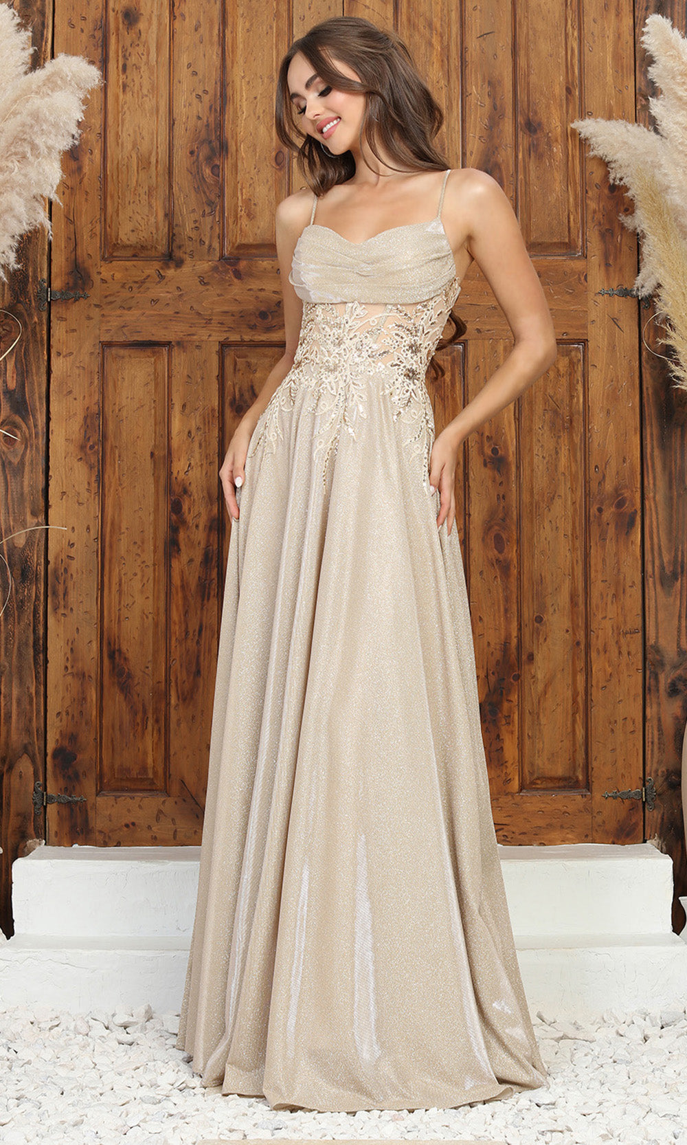 Adora Design 3232 - Embellished Illusion Waist A-Line Dress