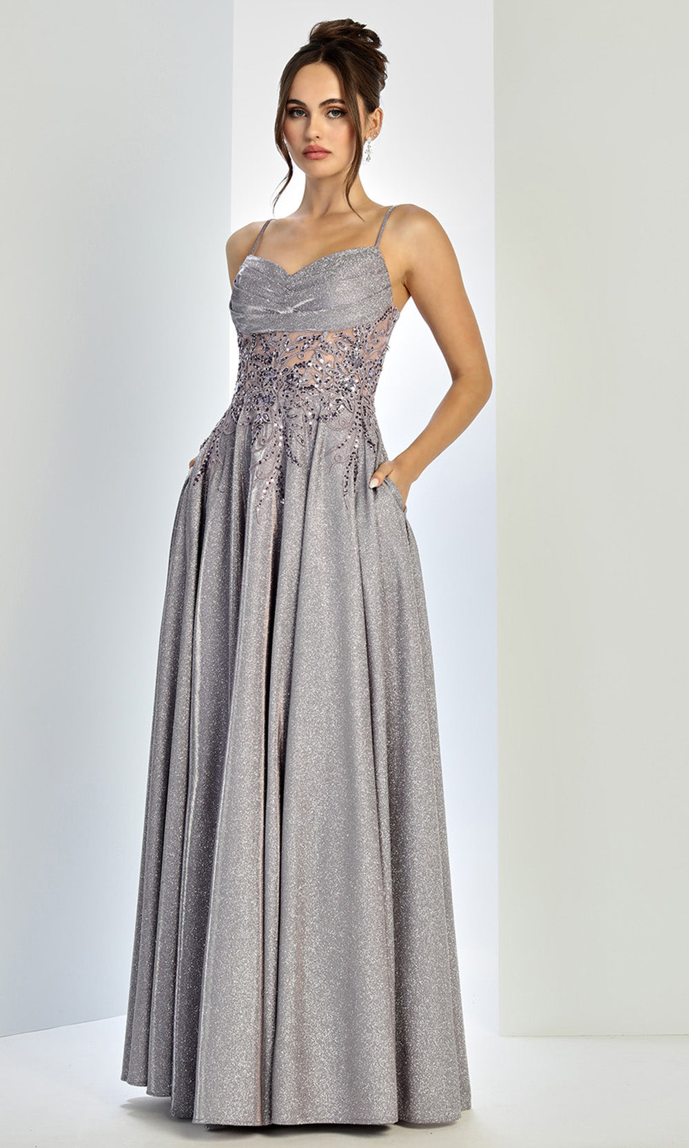 Adora Design 3232 - Embellished Illusion Waist A-Line Dress