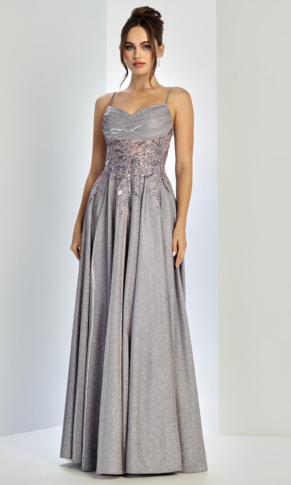 Adora Design 3232 - Embellished Illusion Waist A-Line Dress