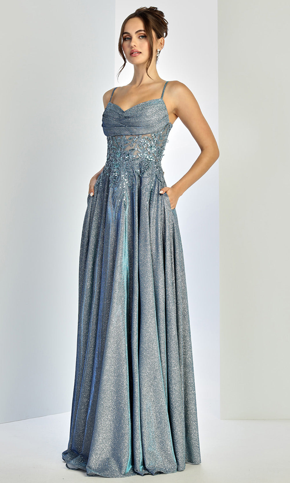 Adora Design 3232 - Embellished Illusion Waist A-Line Dress