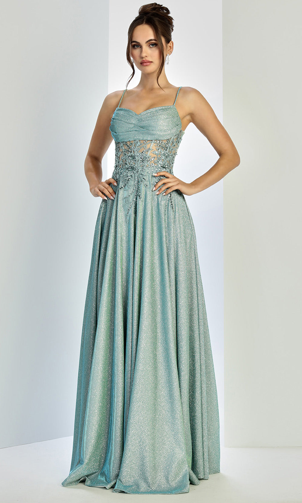 Adora Design 3232 - Embellished Illusion Waist A-Line Dress