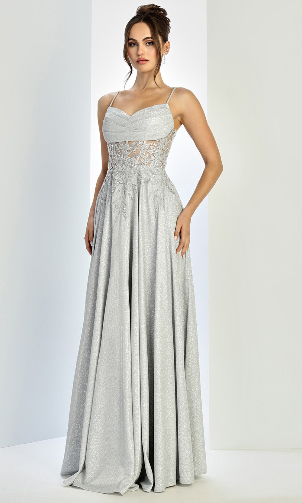 Adora Design 3232 - Embellished Illusion Waist A-Line Dress