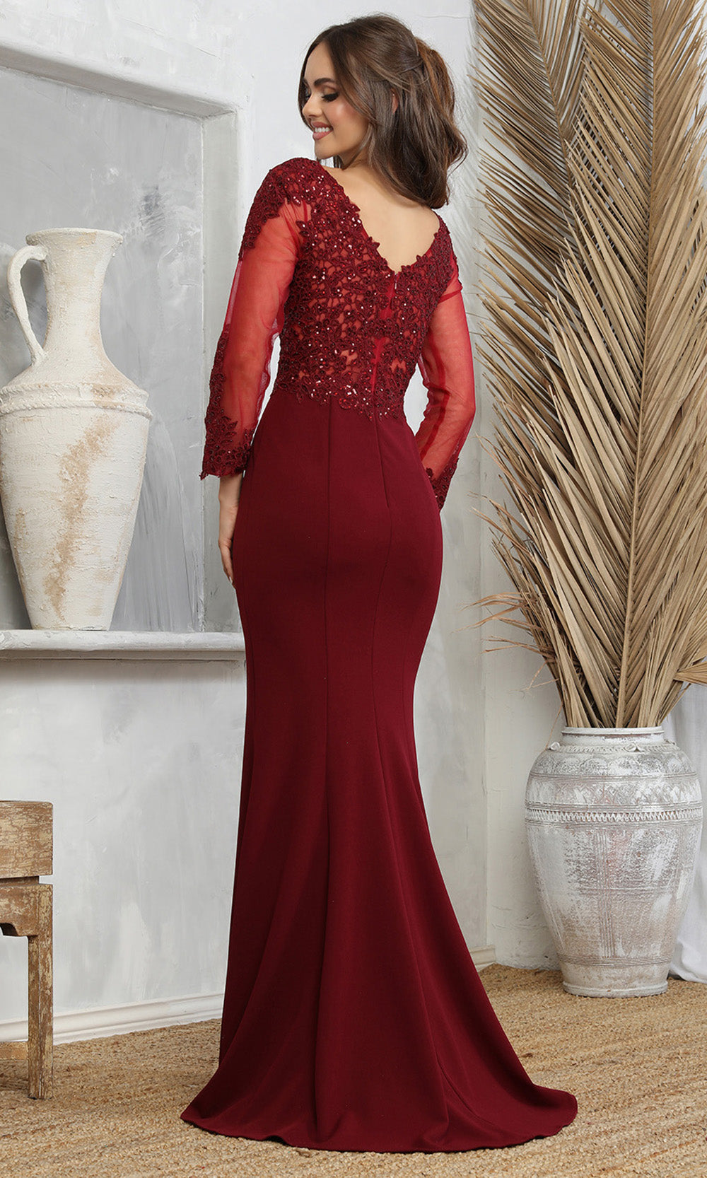 Adora Design 3233 - Plunging Neckline Applique Mermaid Dress