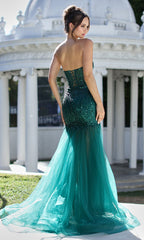 Adora Design 3240 - Plunging V-Neck Mermaid Slit Gown