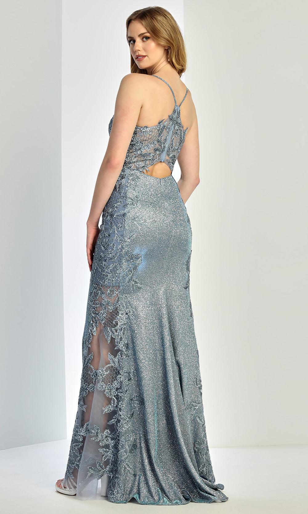 Adora Design 3241 - Applique V-Neckline Fitted Evening Gown