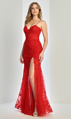 Adora Design 3242 - Embroidered Illusion Flared Long Gown