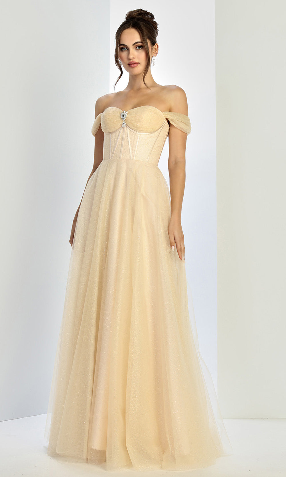 Adora Design 3244 - Sweetheart Layered A-Line Gown with Brooch Accent