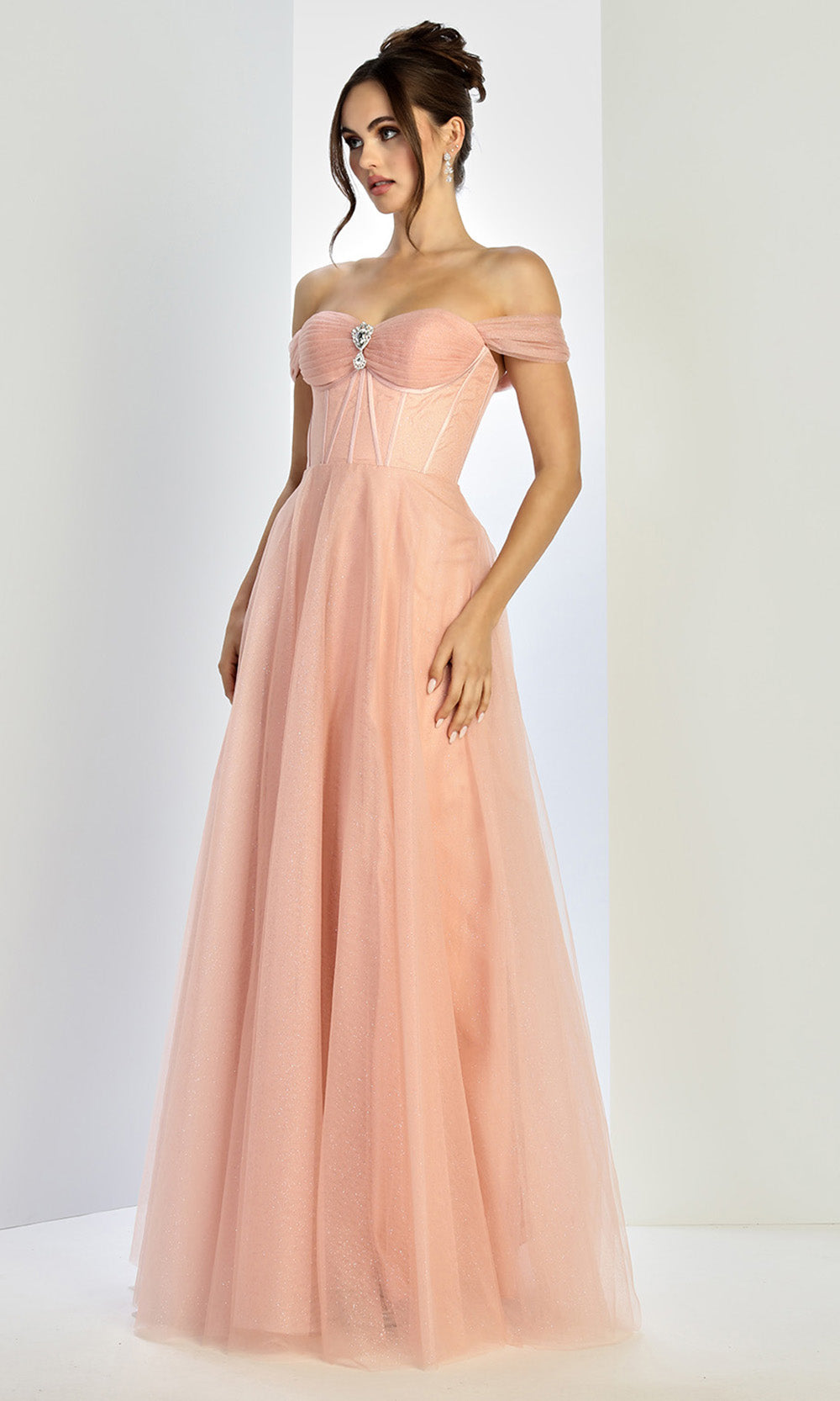 Adora Design 3244 - Sweetheart Layered A-Line Gown with Brooch Accent