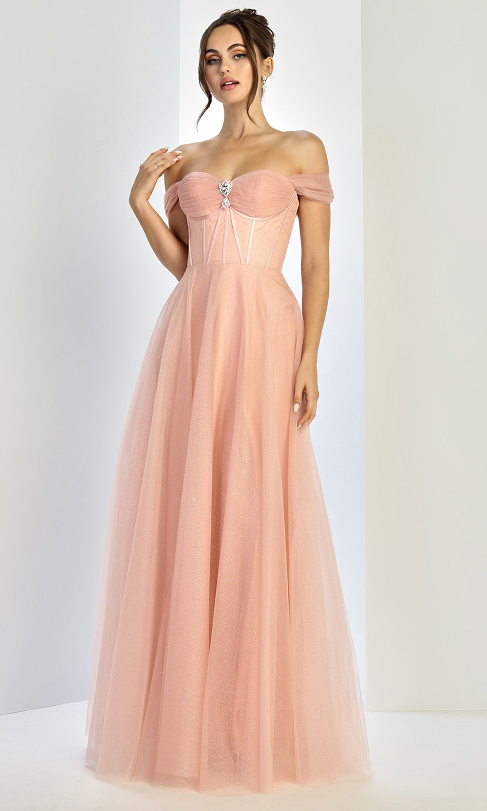 Adora Design 3244 - Sweetheart Layered A-Line Gown with Brooch Accent