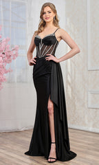 Adora Design 3249 - Illusion Bodice Sweetheart Gown with Side Drape