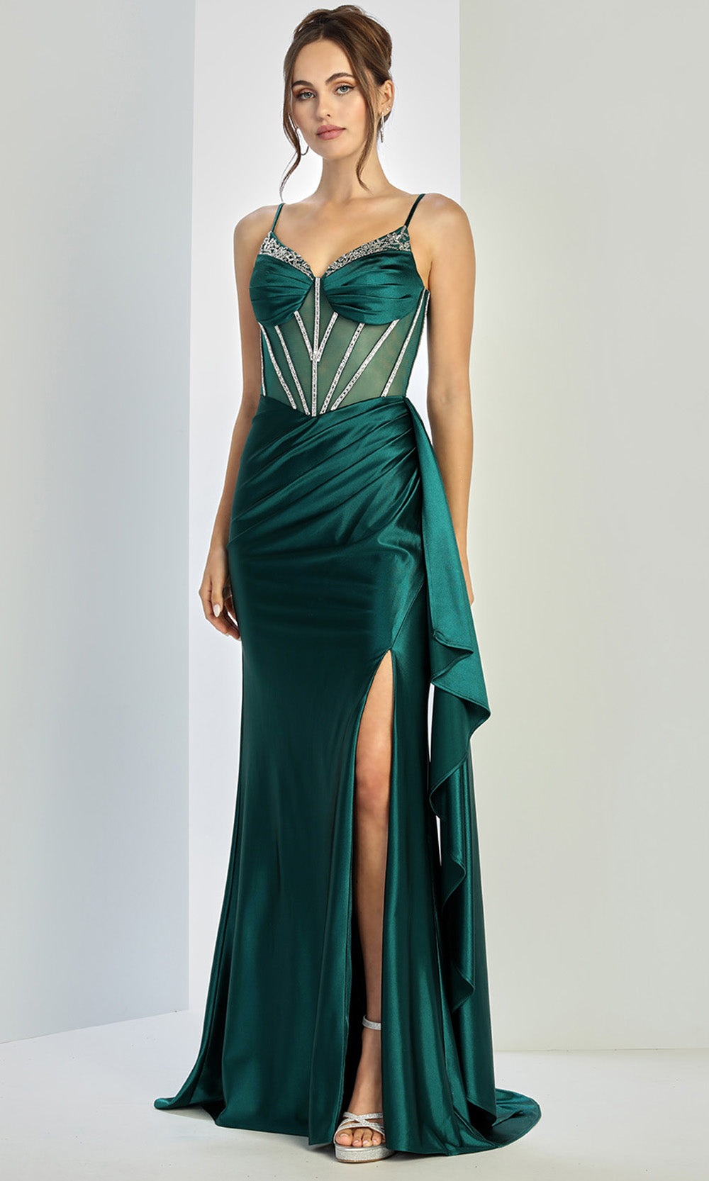 Adora Design 3249 - Illusion Bodice Sweetheart Gown with Side Drape