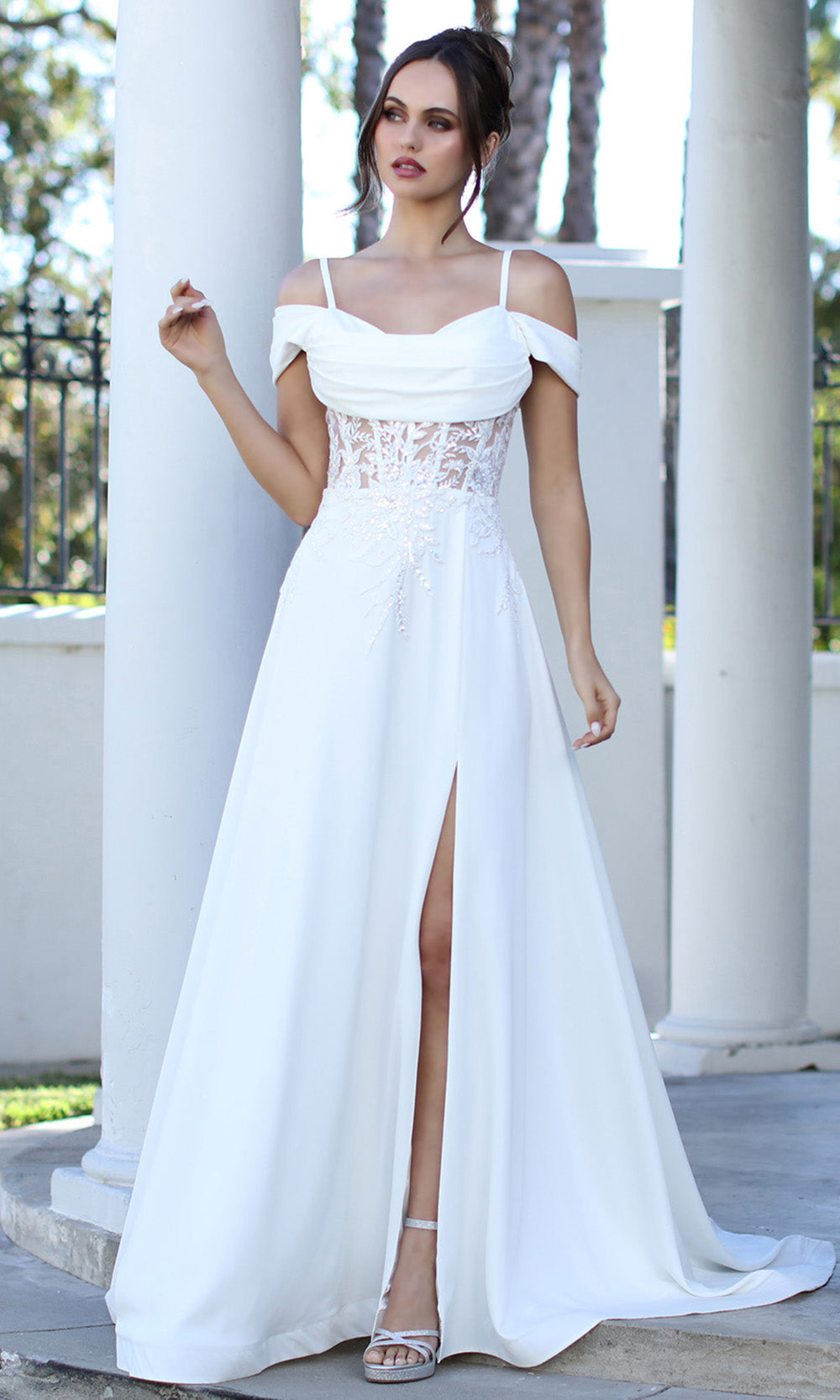 Adora Design 3251 - Embellished Top Cowl Neckline Formal Gown