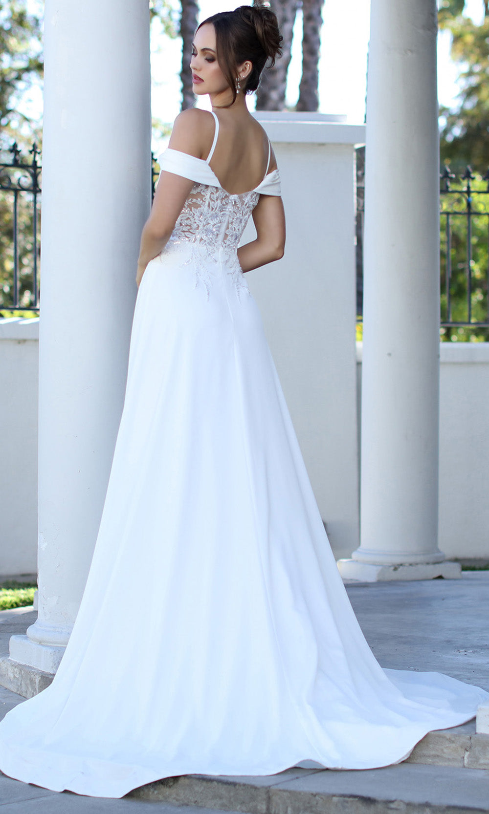 Adora Design 3251-01 - Cowl Neck A-Line Wedding Gown with Slit