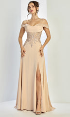 Adora Design 3251 - Embellished Top Cowl Neckline Formal Gown