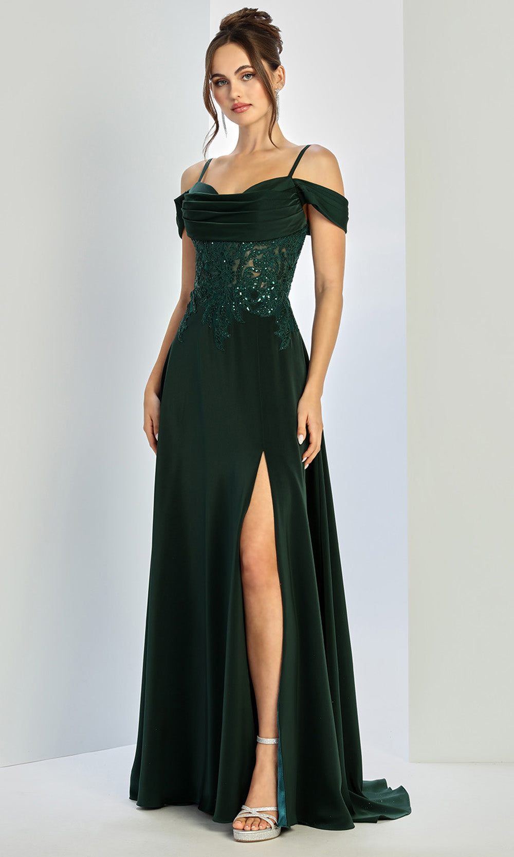Adora Design 3251 - Embellished Top Cowl Neckline Formal Gown