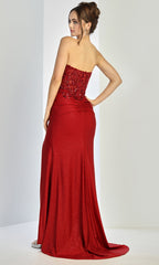 Adora Design 3253 - Strapless Embellished Slit Formal Gown